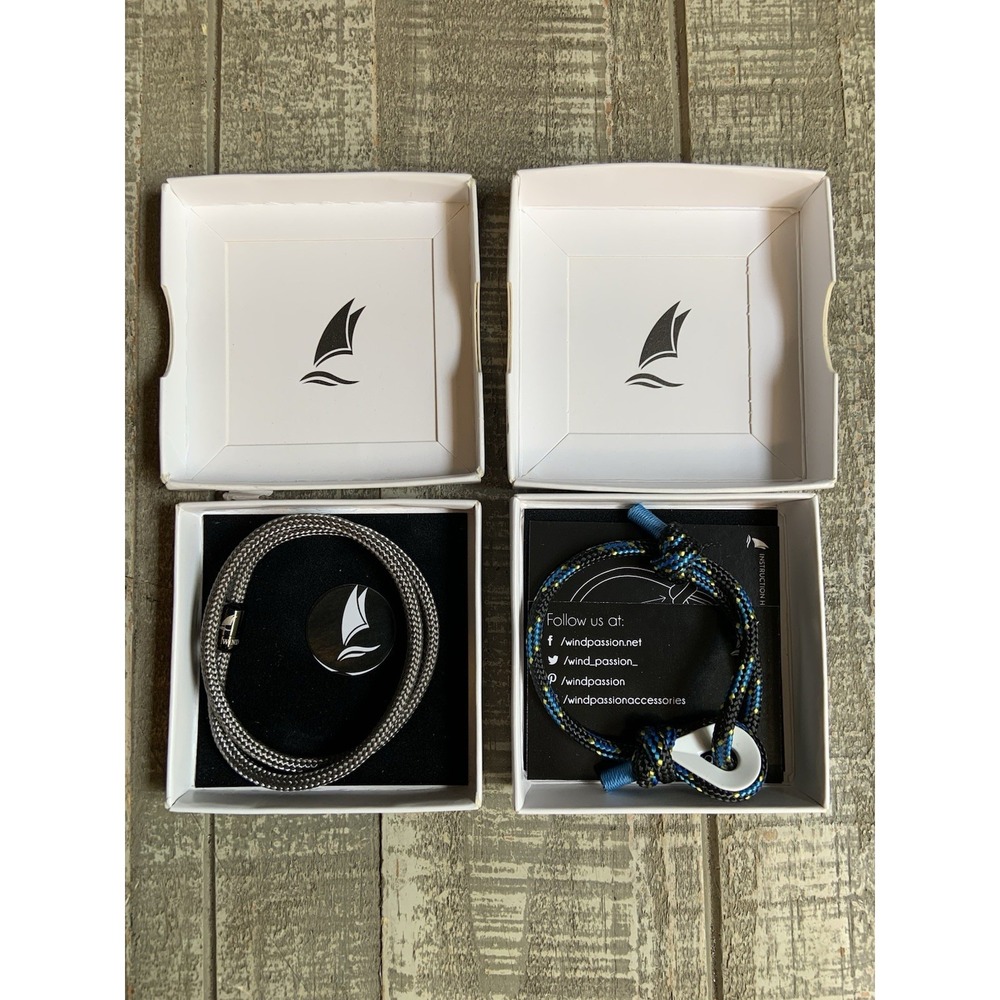 Wind Passion Handmade Rope Bracelets Magnetic Clasp Small Blue Silver Lot Of 2